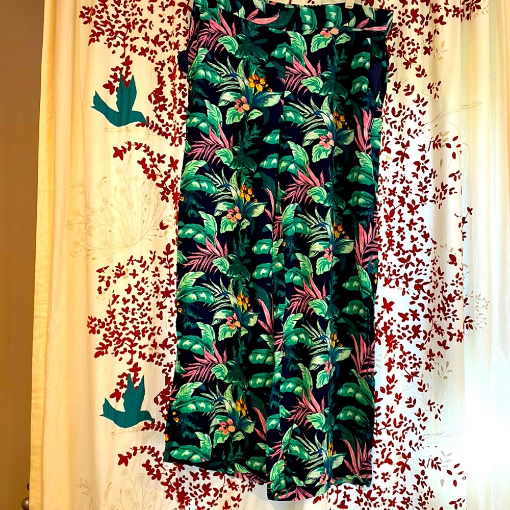 LOFT Floral Rayon Wide Leg Pants M